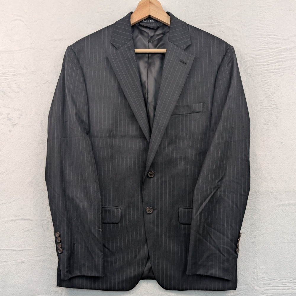Lauren Ralph Lauren Jacket Men's 38S Black Gray Pinstripe Wool Business Mob Boss